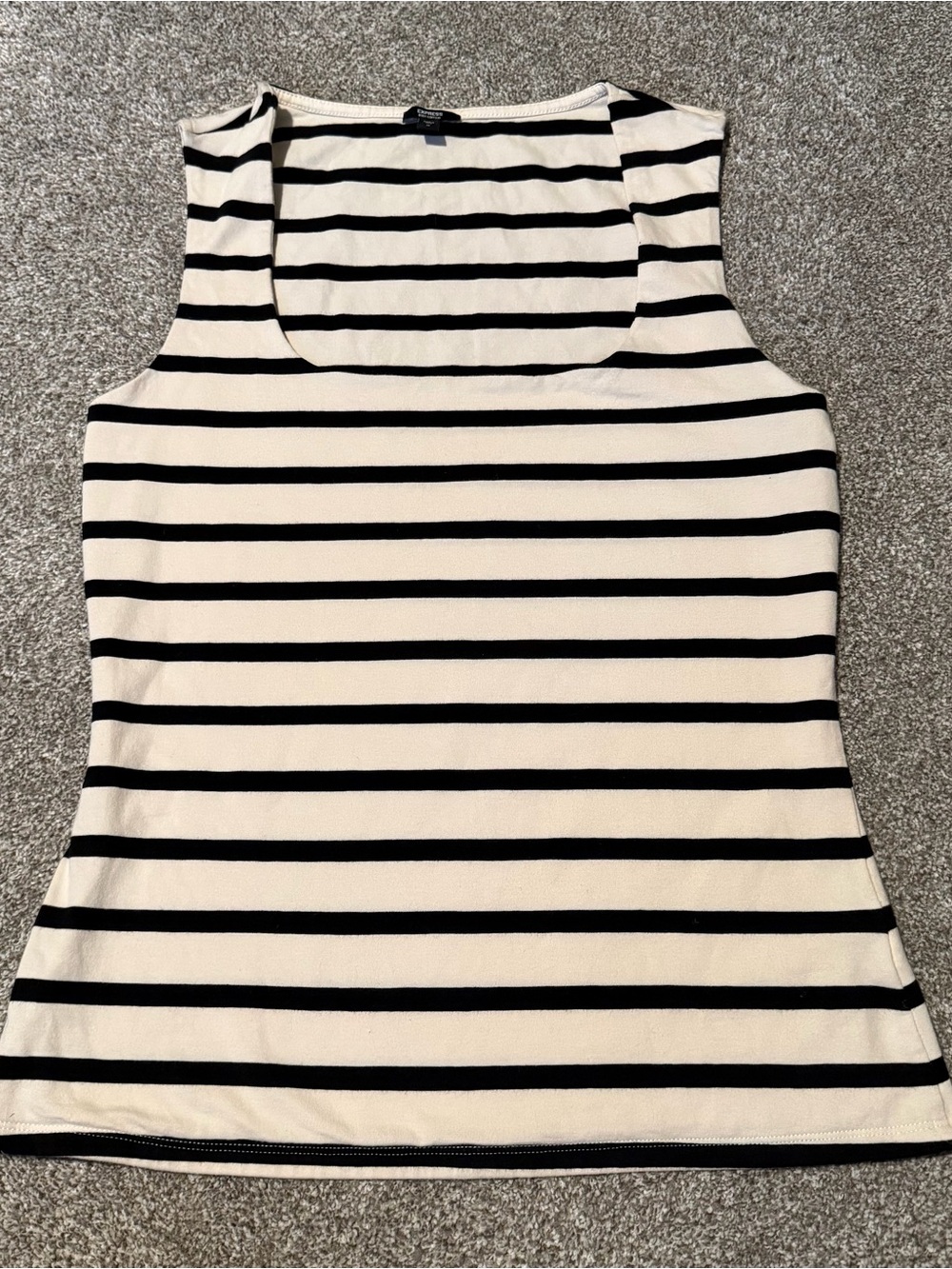 Express Black and Cream Striped Scoop Neck Tank